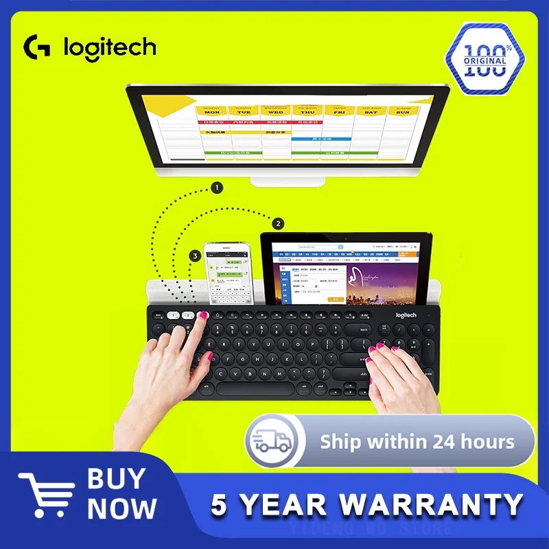 

NEW Original Logitech K780 Multi-Device Wireless bluetooth Keyboard FLOW Cross-Computer Control Compatible for Computer Phone a