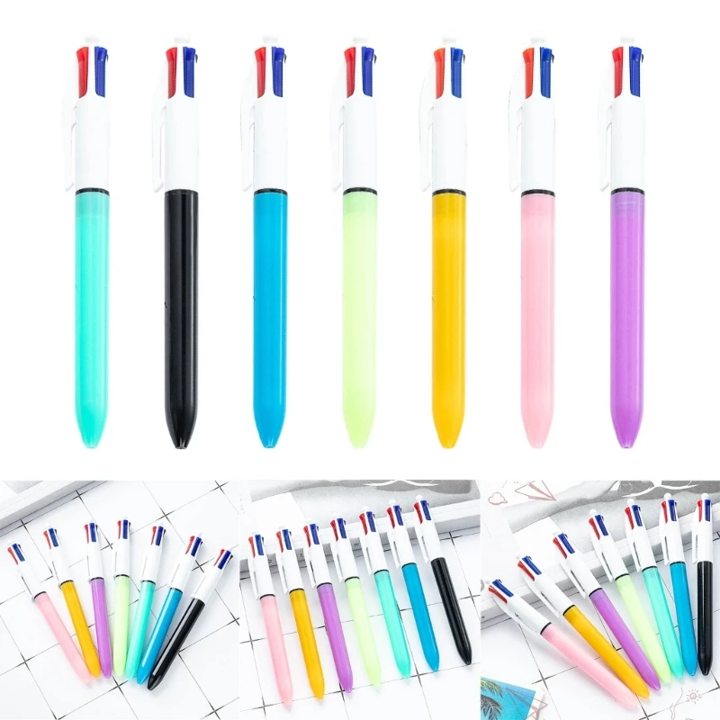 4-in-1 Shuttle Pens Retractable Ballpoint Pens Ballpoint Pen Multicolor Pens Office School Supplies Gift for Student F19E