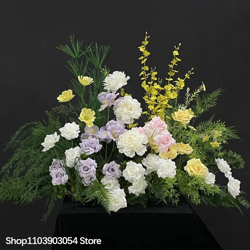 5D Künstliche Rosa Hortensien-Rosen-Bodenblumenreihe für Hochzeitstische, Floristik, Gewerbliche Platzgestaltung, Raumteiler, Hotel-Szenen-Dekoration – Detail 5