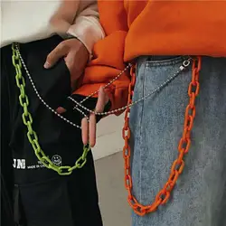 1 Set Detachable Punk Pants Chain Resin Double Layers Candy Color Hanging Ropes Party Retro Geometric Hip Hop Waist Chains