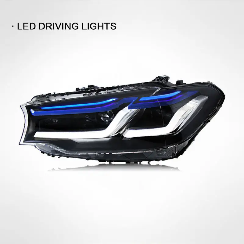 For BMW 5 Series G38/G30 2018-2023 New Blue Eyebrow LED Headlights Daytime Running Lights Designed Modified Headlight Assembly