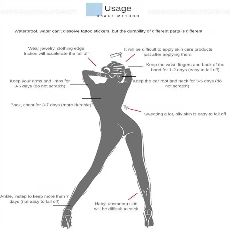 Tattoo Stickers Women And Mens Fashion Stickers Water Proofing Vivid Colors Easy To Clean Semi Permanent Tattoo Stickers