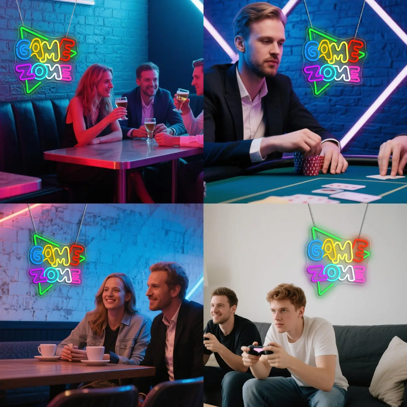 لافتات غرفة الألعاب النيون لمنطقة الألعاب لديكور الحائط وغرفة نوم الأولاد في سن المراهقة رجل الكهف على الإنترنت وديكور غرفة اللعب والحفلات