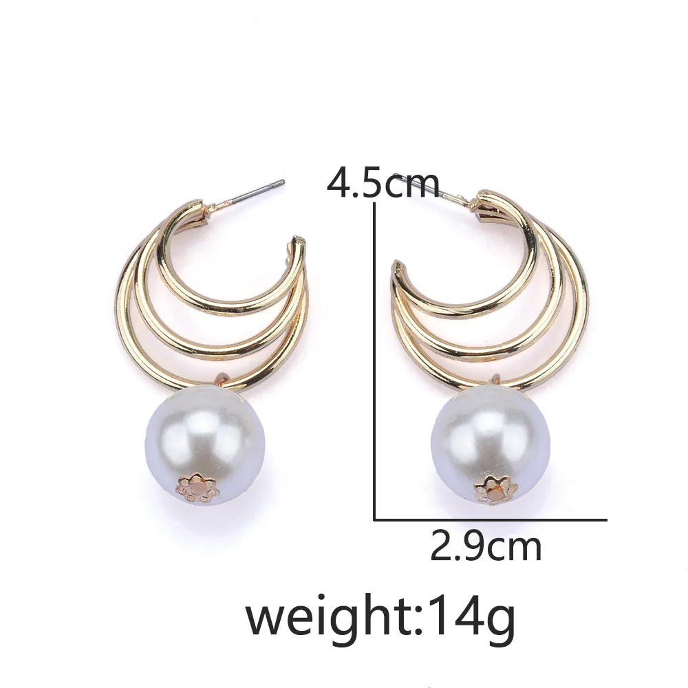 Korea, Japan and Korea version fashion simple temperament retro pearl ball circle gold earrings stud earrings factory direct sal