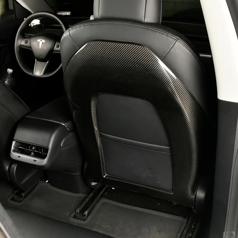 Carbon fiber backrest cover body kit for 2016-2022 Tesla Model 3 and Model Y, car seat backrest trim