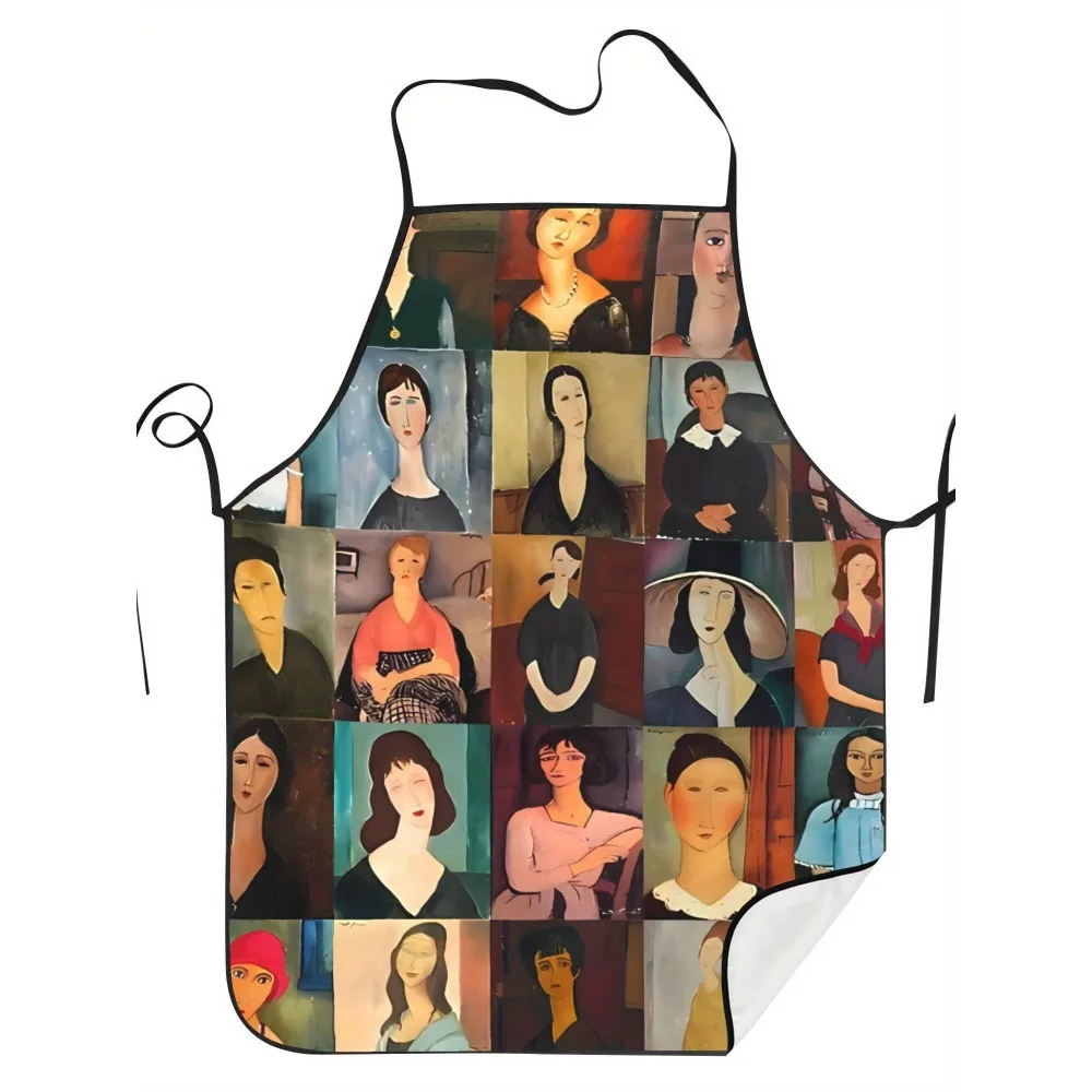 

Amadeo Modigliani Art Theme Apron Waterproof Printed Kitchen Cooking Bib for Men Women Portrait Style Fine Art Grilling Cover