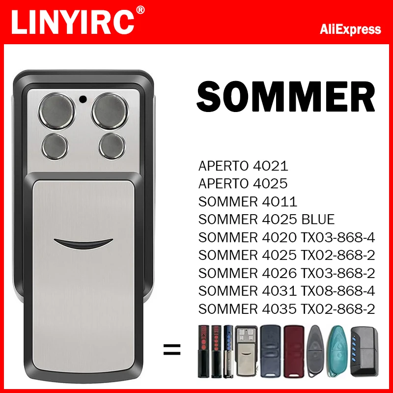 3PCS SOMMER 4031 TX08-868-4 4020 4026 TX03-868-2 4011 4021 4025 4035 Garage Door Remote Control Gate Opener 868MHz Rolling Code