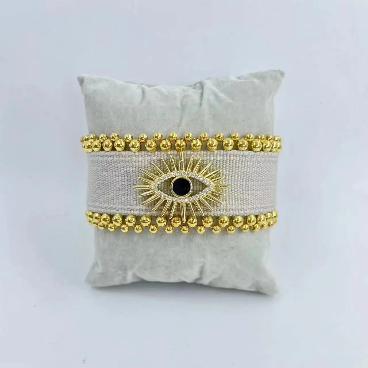 Fashion Rhinestone Black White Evil Eye Weaving Cloth Bracelets for Women Men Bohomian High Quality Devil Eye Bracelet Jewelry