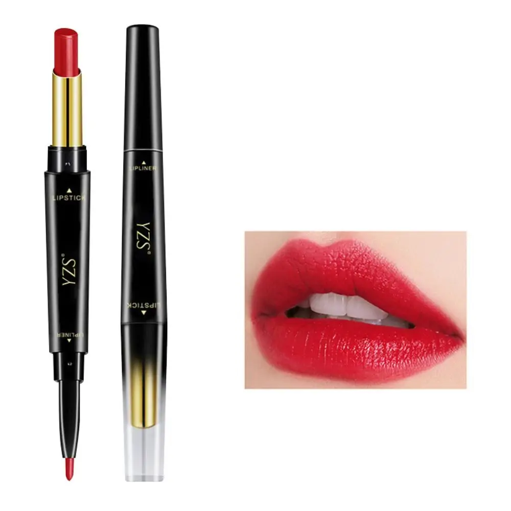 

6 Colors Double Head Lip Liner Cosmetics Waterproof 2 In 1 Lipstick Non-stick Cup Long Lasting Velvet Lipliner Pencil Beauty