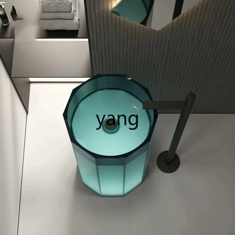 LH， resin crystal art column basin pure acrylic integrated floor basin