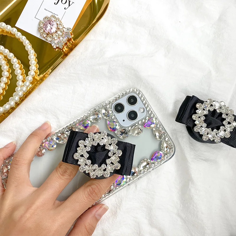 Airbag Telefon Halter Luxus Strass Kreative Schmetterling Bogen Klebstoff Faul Desktop Halter Ins Wind Erweiterbar Telefon Ständer