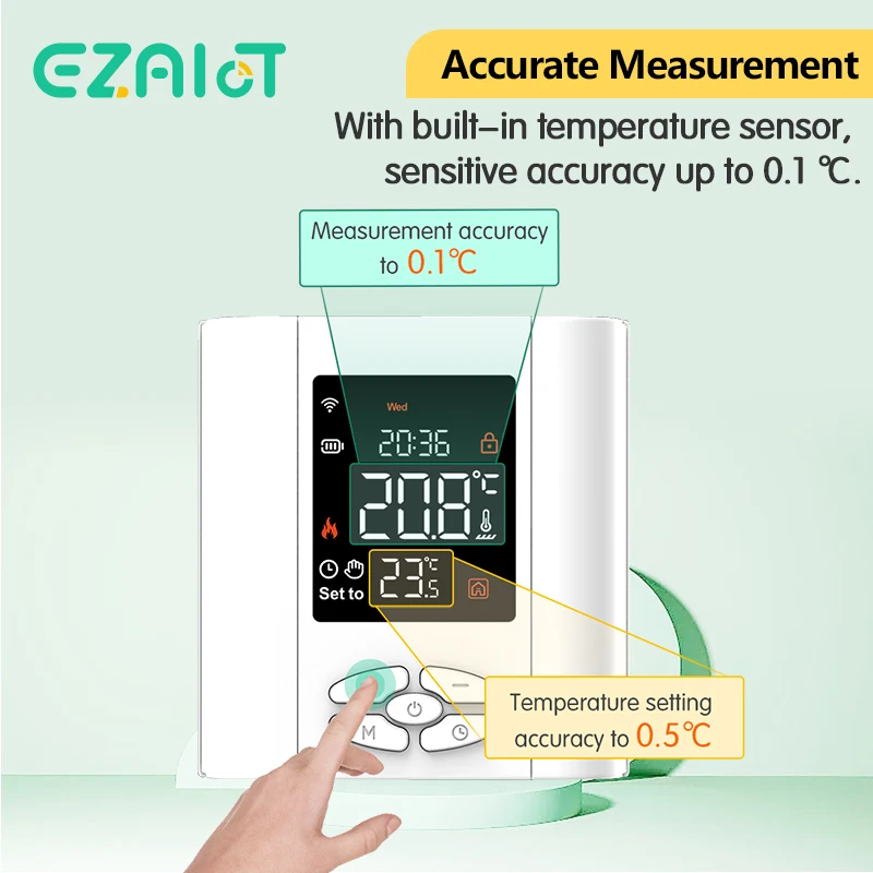 Termostato sem fio WiFi para caldeira a gás, controlador remoto de aquecimento de temperatura, alimentado por bateria, Tuya Smart APP, Google Home, Alexa