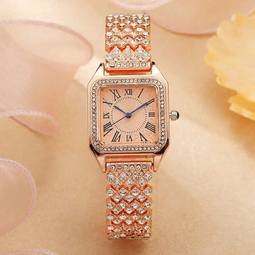 Shsby Lady Rome Rhinestone Clock Gold Jewelry Watches Casual Quartz Bracelet Watch Women Luxury Crystal Dress Wristwatch