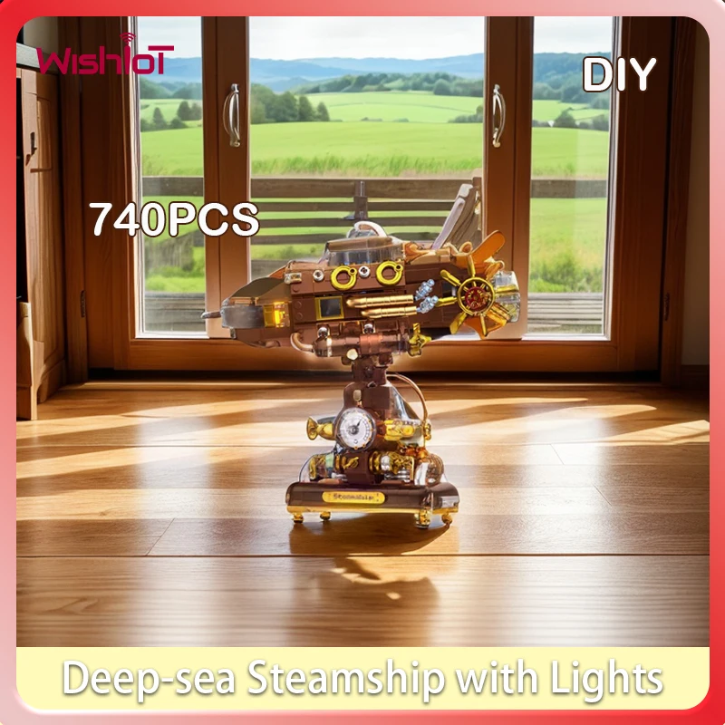 

Deep-sea Steamship with Lights Building Blocks Set 740PCS Small Particles Creative Tide Play Ornaments Child Birthday Gifts #T3