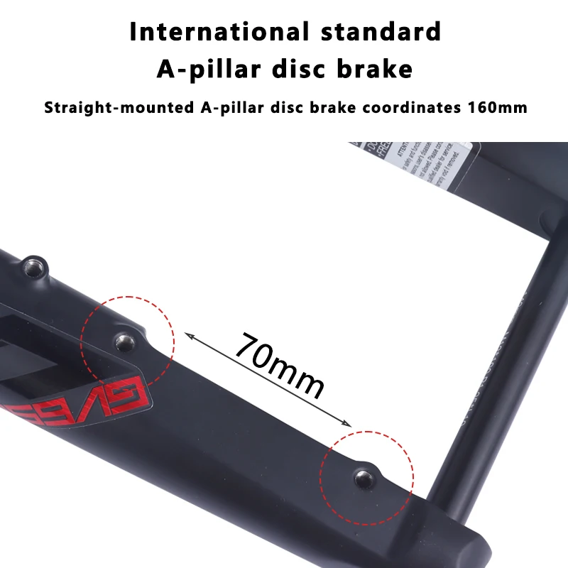 Bolany-Off-Road Bike Front Fork,Pneumatic Shock Absorption,Magnesium Alloy,12x100mm Barrel Shaft, Disc Brake Bicycle Frame, 700C