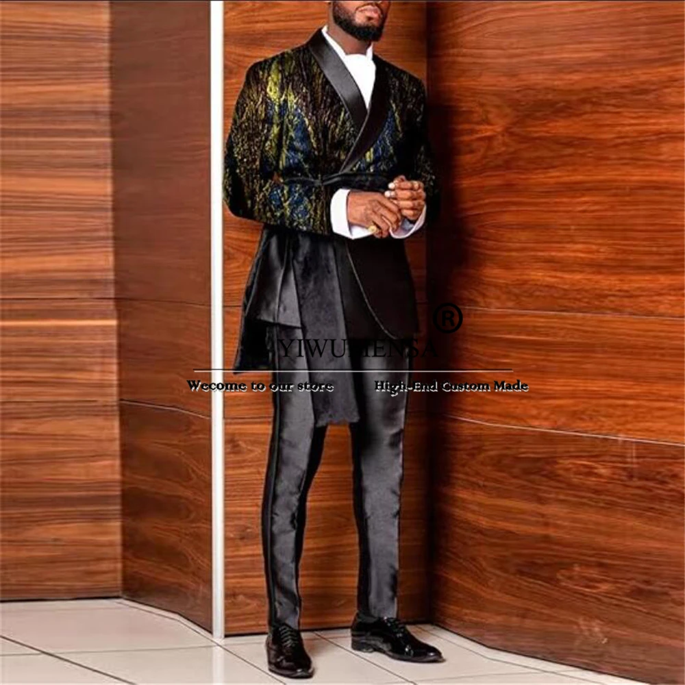 Men's Elegant Floral Pattern Prom Suit - usage example