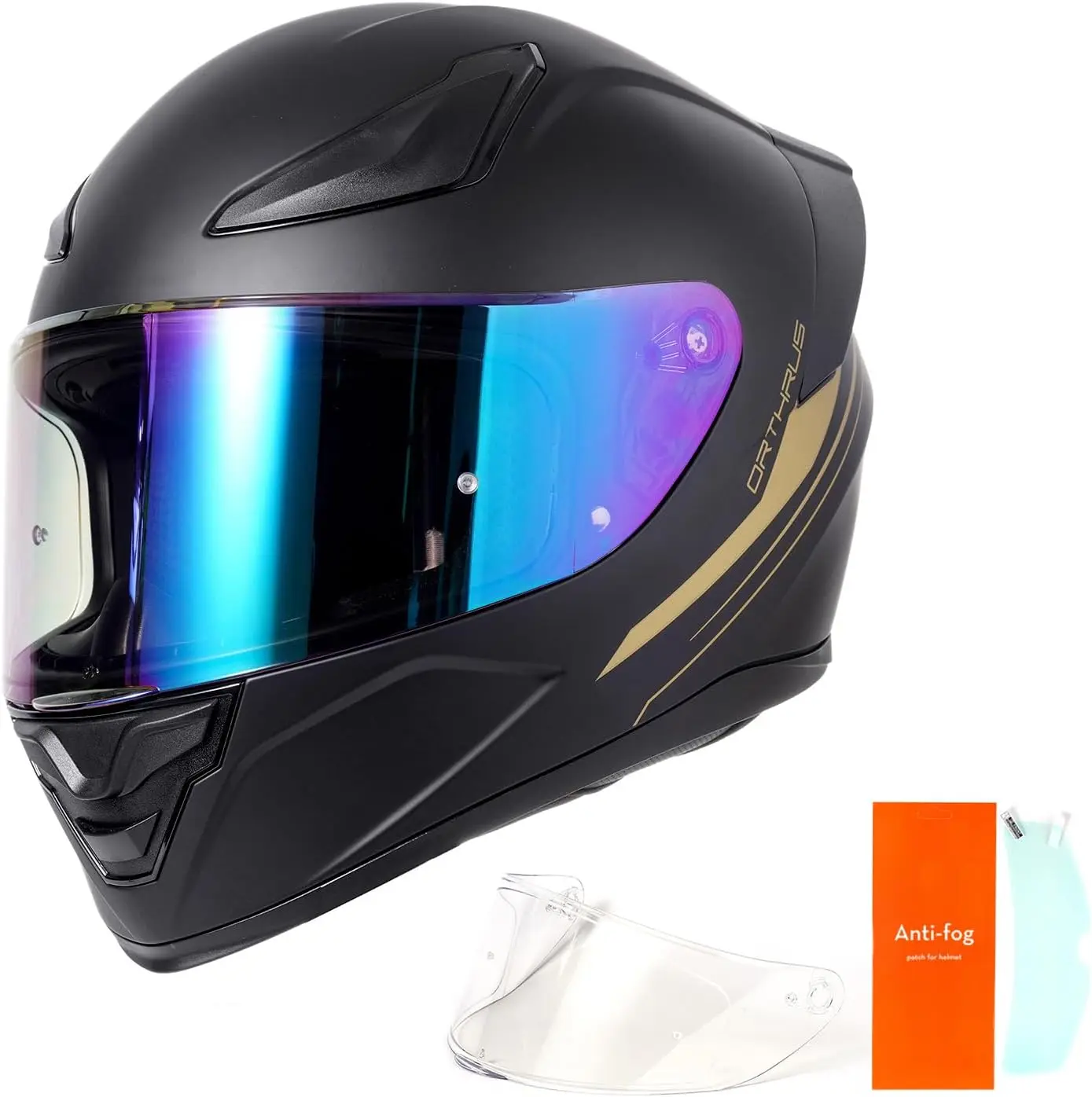 

OTS Dual Clear & Tinted Visor Full Face DOT Motorcycle Helmet - Lightweight Airflow ABS Shell, Quick-Release Buckle, Washable Li