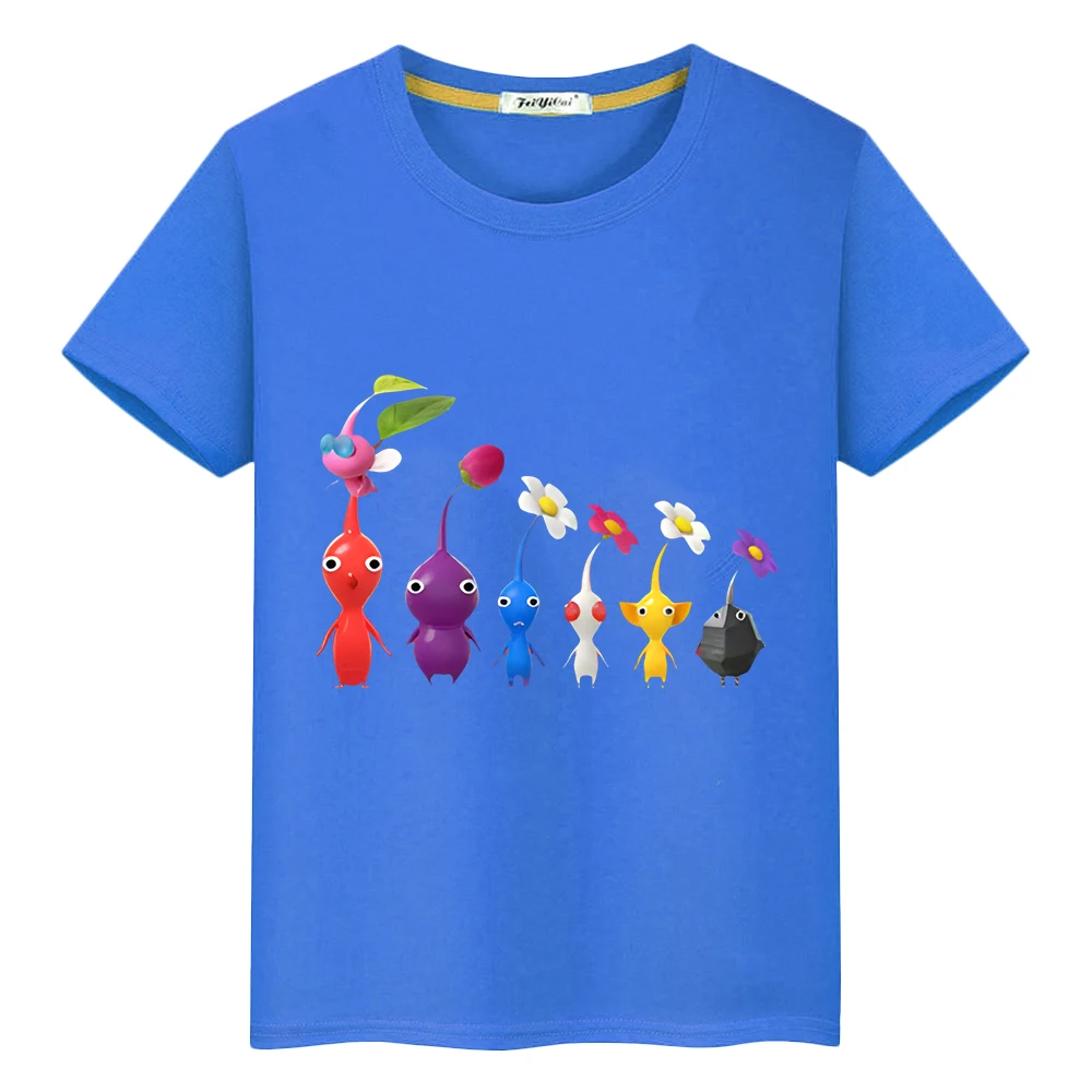 

Pikmin Summer boy girl clothes Print Cute T-shirt 100%Cotton Short cartoons Tops anime Tees pride tshirt y2k Tshirt kid Day gift