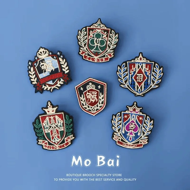 Embroidery Badge College Uniform Cloth Brooch British Style Backpack Decoration Retro Jewelry Accessories Student Trend Gifts