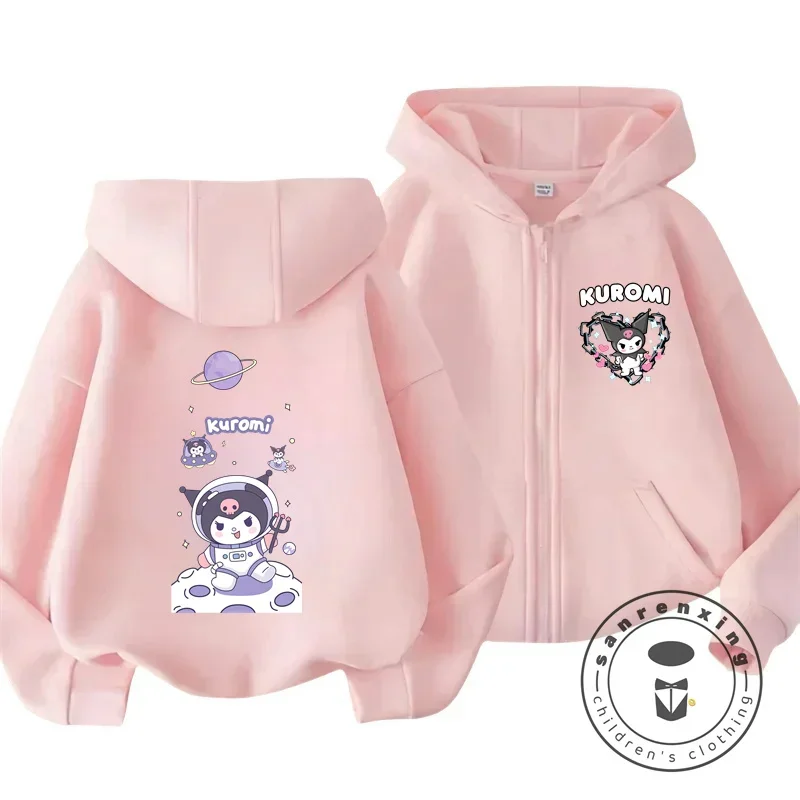 Kids Girls Kuromi Anime Hoodies Long Sleeve Sweatshirts Children Autumn and Winter 3 14 Years Old Cartoon Casual Hooded Tops