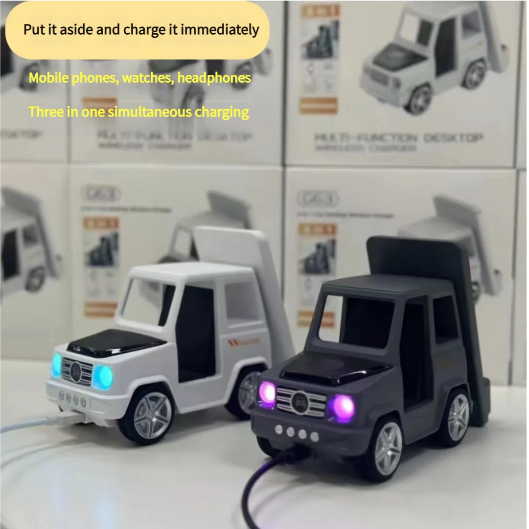 حامل شحن لاسلكي 6 في 1 مع ساعة منبه - شحن سريع لهاتف iPhone 16/15/14/13/12 Pro Max، 8/X/XS/XR، iWatch 8/7/6/5، AirP