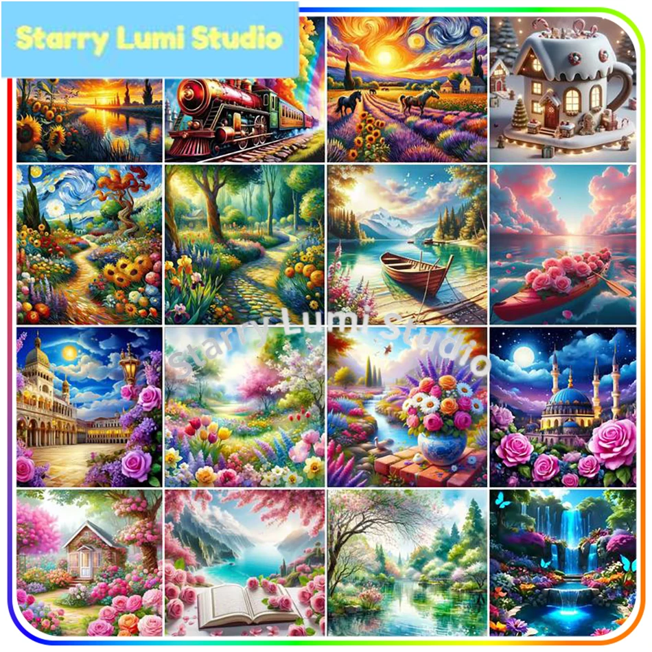 Diamond Painting New Arrival Cross Stitch Kits Flower scenery Diamonds For Picture Crafts Accessories Diy Kit Drill Set