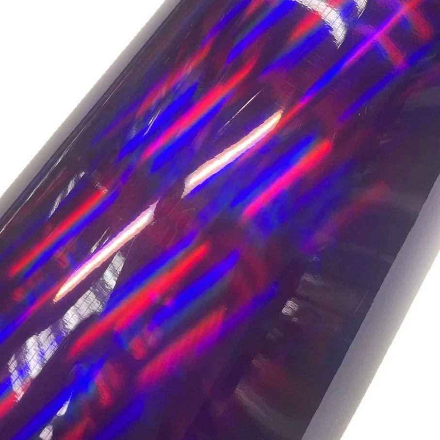 Premium Glänzende Holographische Chrom-Lila Vinylfolie DIY Luftfreisetzende Klebefolie Aufkleber Auto-Folierung