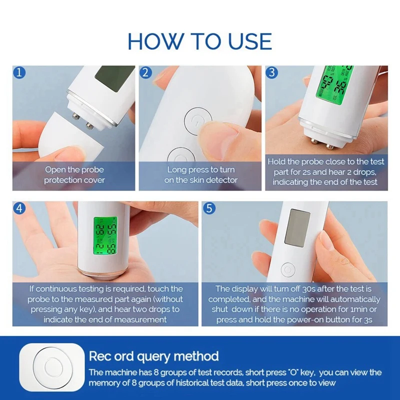 Skin Tester Face Skin Moistureand Oil Content Skin Analyzer Skin Water Cheek Elastic Skin Age Test Meter Agent Detector