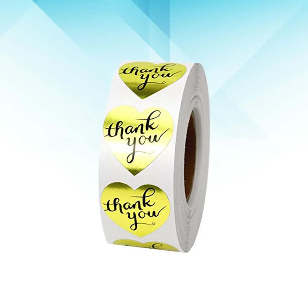 

500Pcs Cartoon Stickers Roll Heart Shape Special Pattern for Party Birthday Festival Thank You Labels Cartoon Stickers Rolls