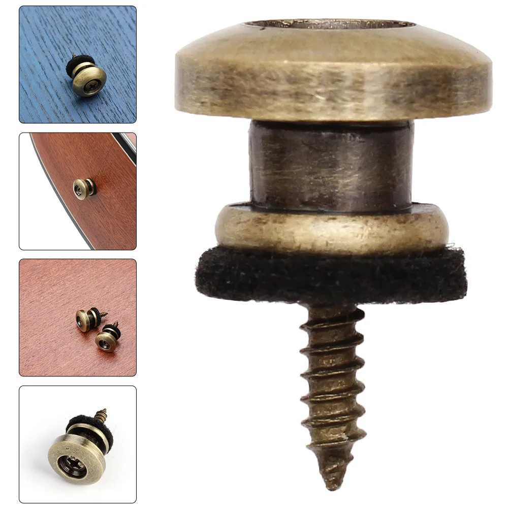 6Pcs Guitar Strap Buttons Felt Iron Construction Easy Install No Modification Needed Smooth Electroplated Surface for Acoustic