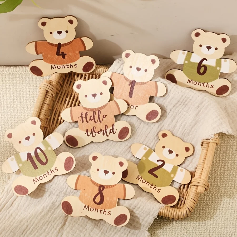 2D Warm Fairy Tale Wooden Decor Plank Home Decor Newborn Birth Marker Baby Gift Baby Shower Prop Baby Growth Photography Props