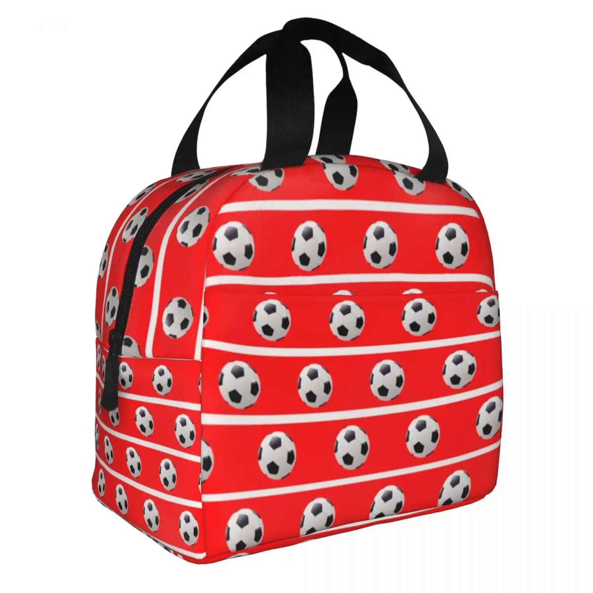 

Football Red White Insulated Lunch Bags Leakproof Lunch Container Thermal Bag Tote Lunch Box Office Picnic Food Bag