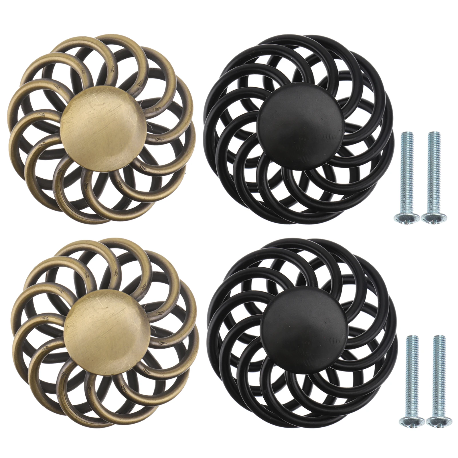 

4 Pcs Wardrobe Pull H les Black Door Knobs Iron Nickel Alloy Furniture Vintage Cabinet Home Improvement Closet Hardware