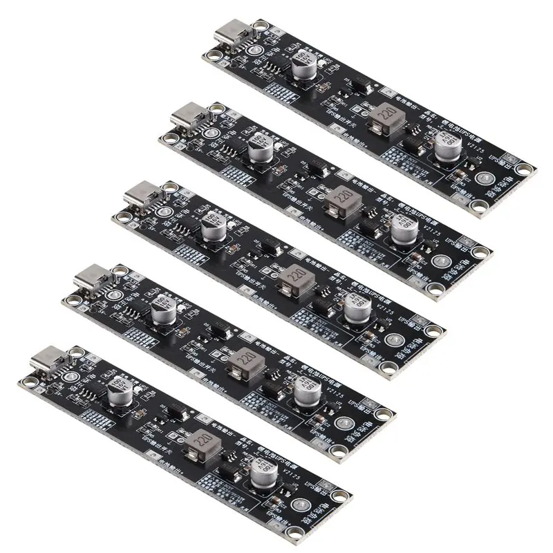 Winter Essential 5Pcs Type-C 18650 Lithium Battery Boost Step Up Module 18650 Lithium Battery UPS Boost Module For Power Bank