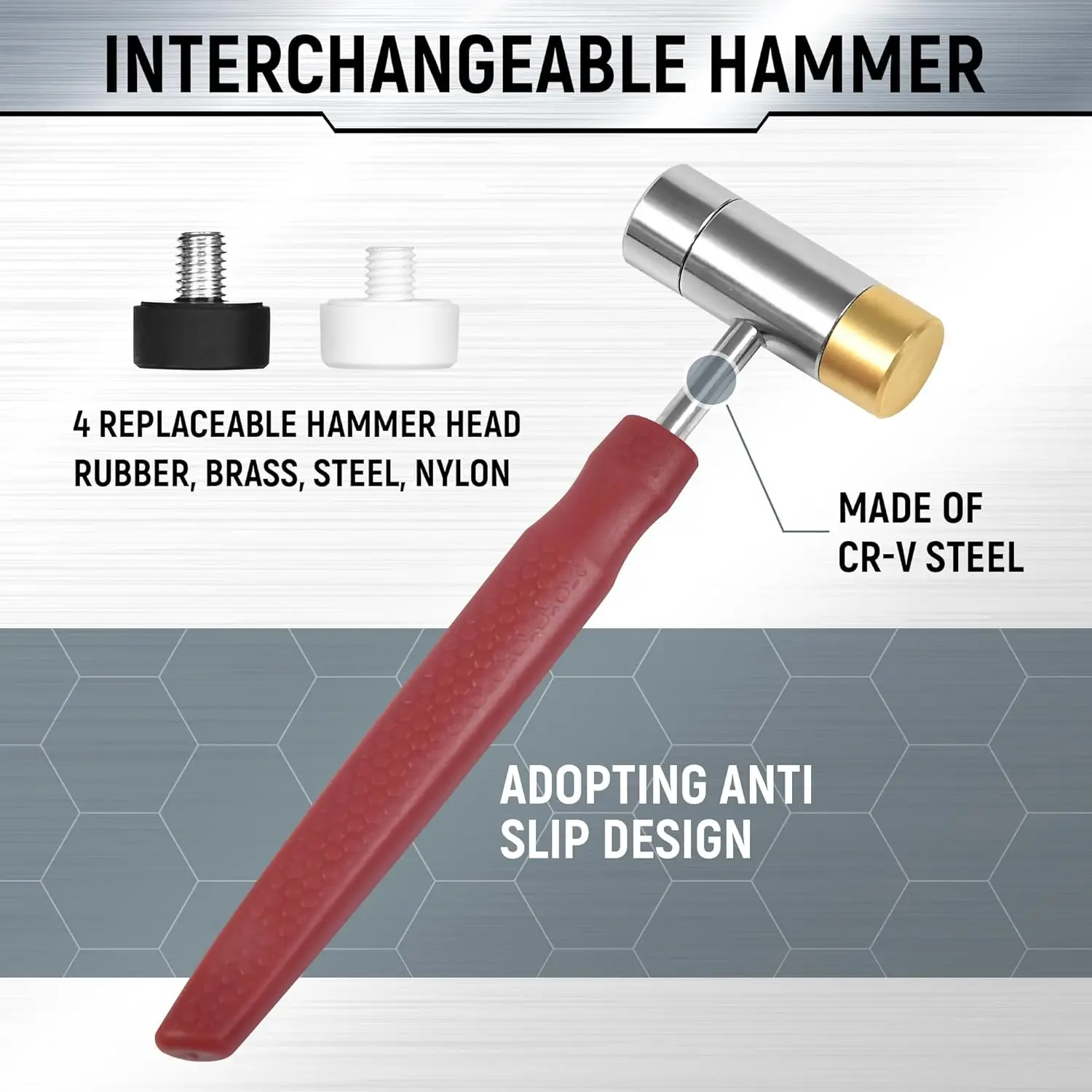 Set di punzoni perni, punzoni per rotoli in acciaio con martello frontale sostituibile, strumento di riparazione meccanica in metallo solido