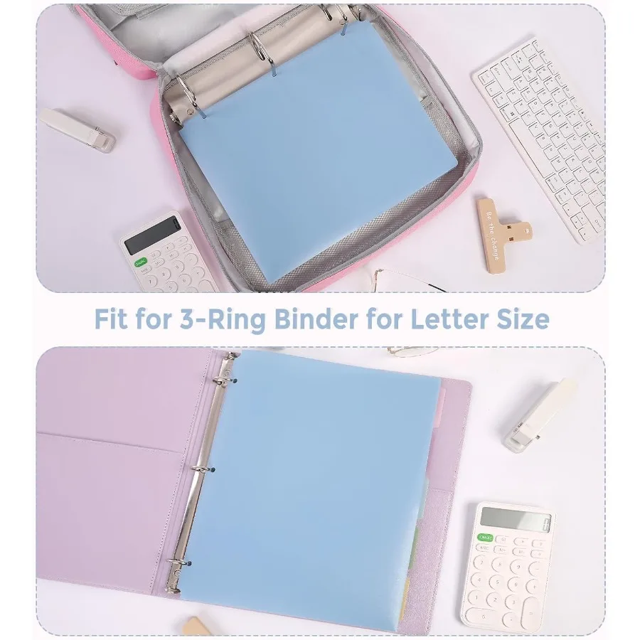 Plastic Pot Folders 2 Pots and 3 Dividers Letter Size Fits 3Ring Binders School Folders for Students and Office Use Black and H