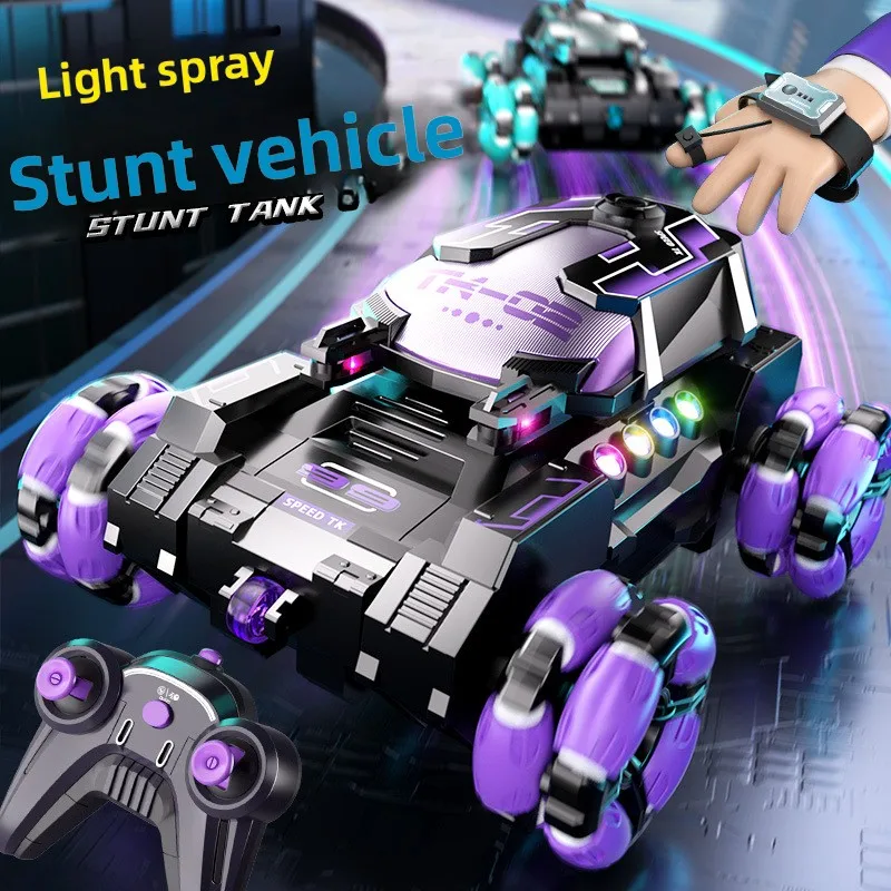 Cool Light Four-Wheel Transforming Children's Stunt Car Gesture Sensing Remote Control Air Spray Drift Off-Road Toy