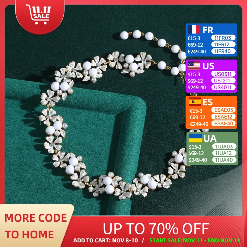 

Vintage White Flower Necklace Chunky Pearl Choker Collar With Leaf Woman Wedding Luxury Quality Jewelry Designer Gift 2025 Trend