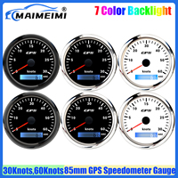 Universal 85mm GPS Speedometer Gauge with Antenna 7 Color Light 0-30Knots,0-60Knots Speed Meter for Marine Boat Yacht 12V24V