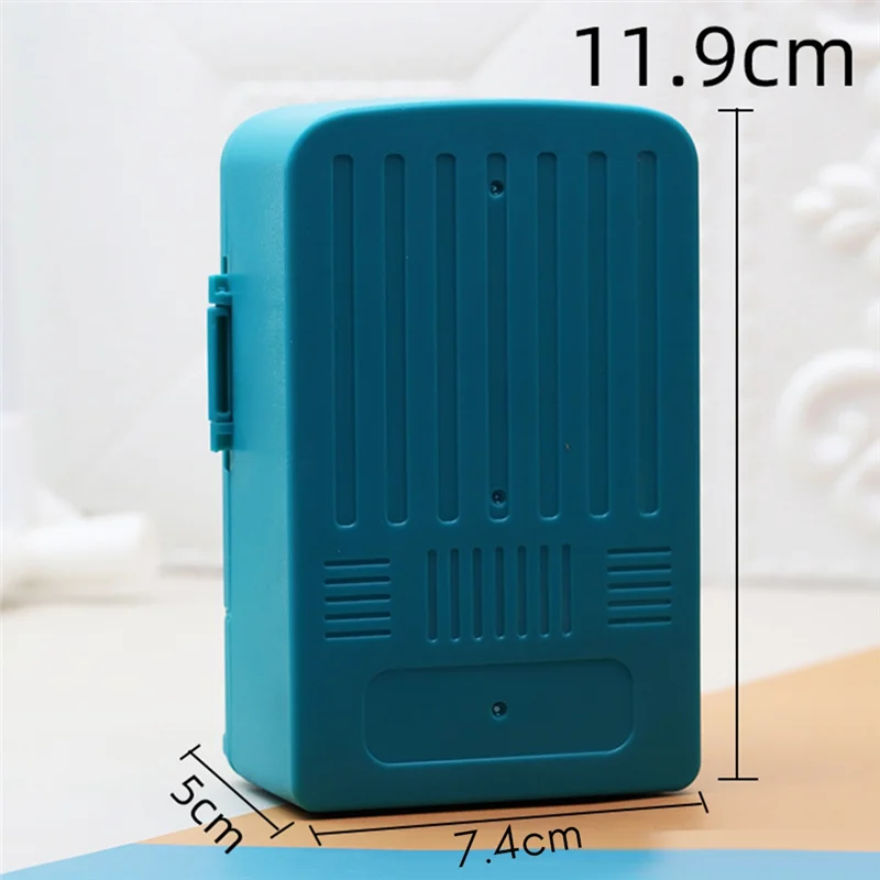 1:18 Mini Simulation Mini Double Door Refrigerator Decoration DollHouse Children Play House Toys,Blue