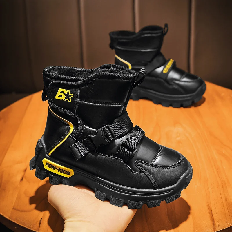 Kinder Pluche Snowboots 2023 Winter Nieuwe Jongens Comfortabele School Casual Schoenen Meisjes Warme Katoenen Laarzen