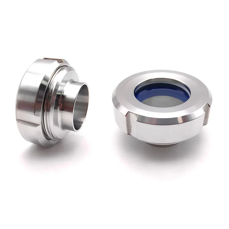 Sanitary SMS Threaded Sight Glass OD25-108mm SS304 Stainless Steel Welded Observation Mirror for Food Beverage Pharma Homemade