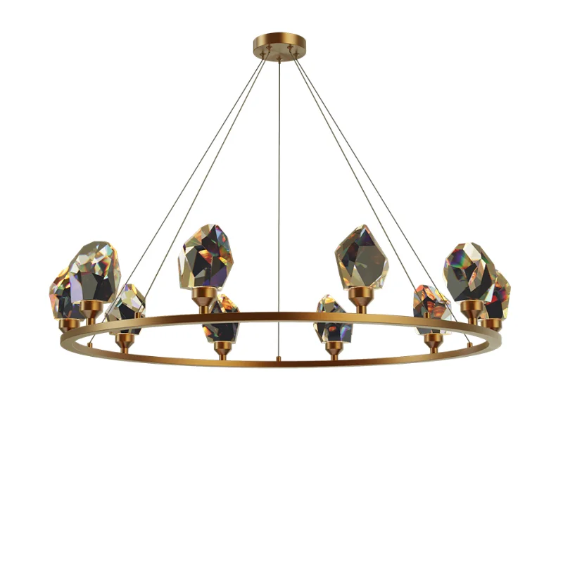 Designer Crystal Chandelier Postmodern Crown Decorative Lighting Hanging Lamp Dining Room Bedroom