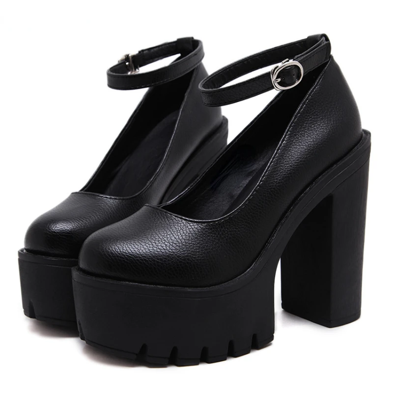 new spring autumn casual high-heeled shoes sexy ruslana korshunova thick heels platform pumps Black White Size women shoes