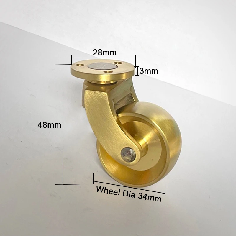 NEW 4PCS 1.25''/1.34'' Solid Brass Casters Tea Table Chair Sofa Couch Piano Feet Furniture Castors 360° Swivel Wheels Rollers
