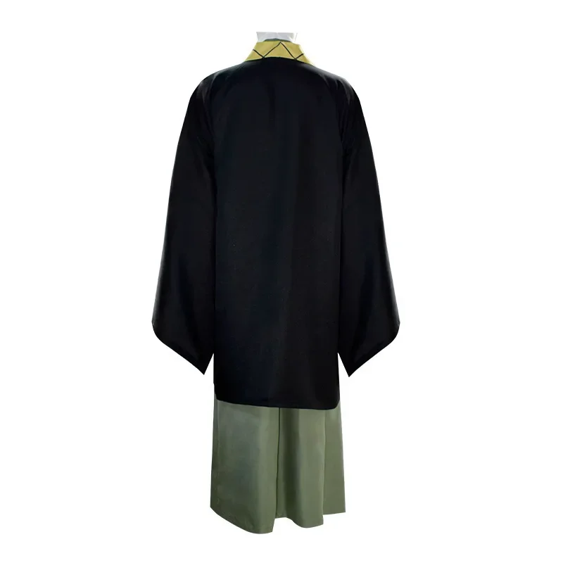 Bungou-Anime Yukichi Cosplay Costume, Japão Samurai Uniforme, Fato completo, Quimono Verde, Interpretação de Halloween, Cães vadios, Fukuzawa