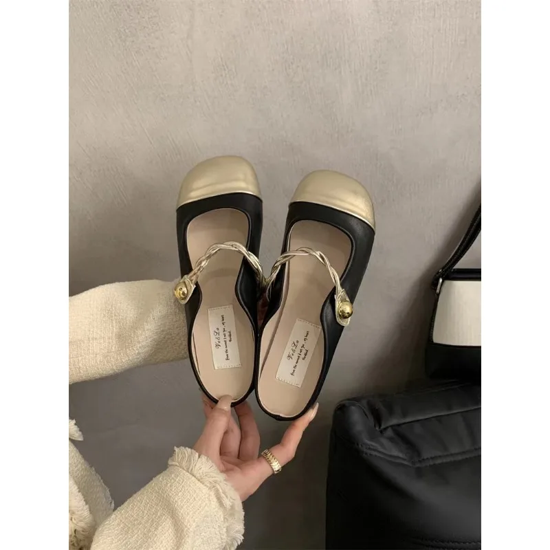 New Style Brand Women's Slippers Flat Bottom Round Head Metal Decorative Baotou Sandals Casual Fashion Comfort Non-slip Slippers
