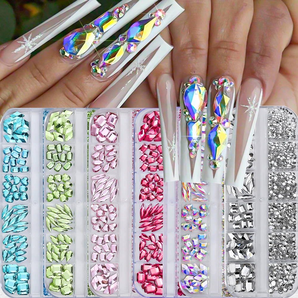 1Box Royal Blue Nail Art Rhinestones 1.5/2/2.5/2.8/3/4MM Flatback Nail Gems In Various Sizes SS4-SS16 Non-hotfix Nail Decoration