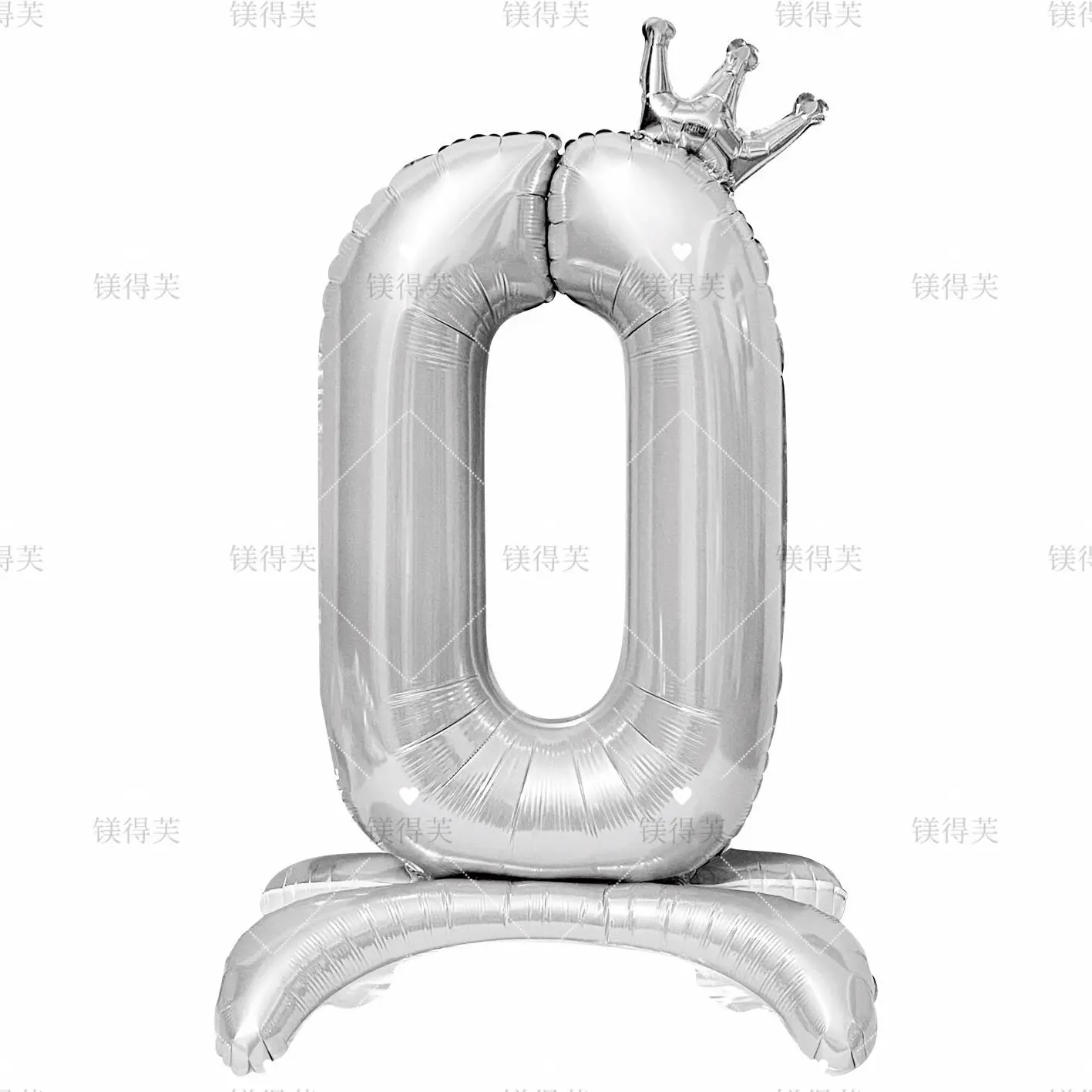 32 Inch Silver Crown Standing Number Aluminum Film Balloon Baby Birthday Party Photo Decoration Props