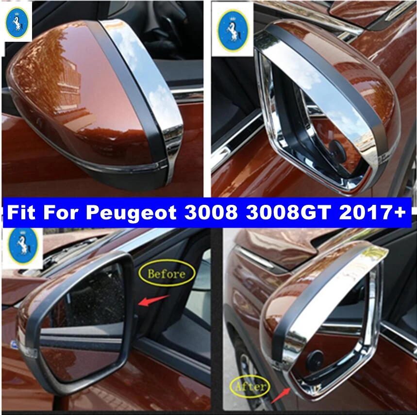 

Exterior Refit Kit Rearview Mirror Rain Eyebrow Deflector Blades Cover Trim Accessories Fit For Peugeot 3008 3008GT 2017 - 2023